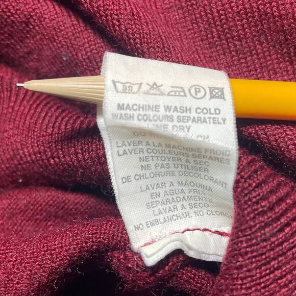 Linea Uomo Long Sleeve Mock Neck Knit Sweater Merino Wool Blend Italy Red Large - Picture 5 of 9